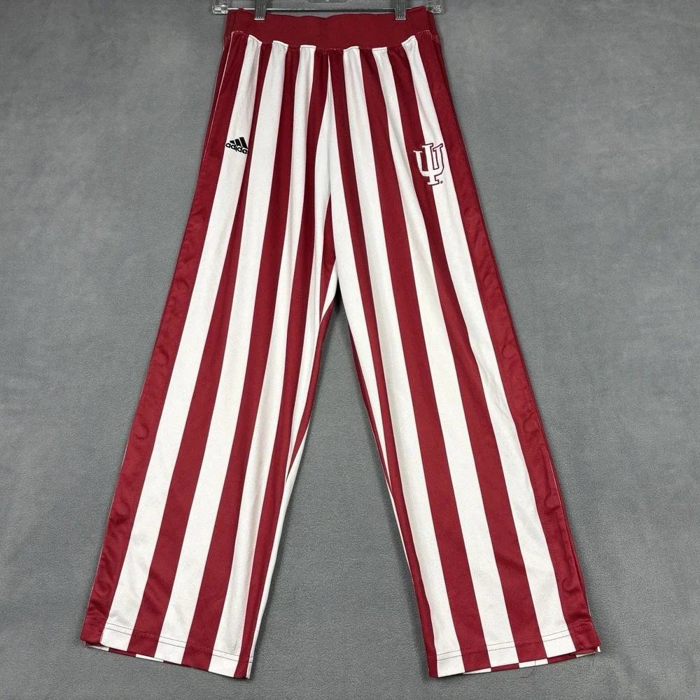 IU Adidas Size Large Youth Red White Striped Warm Up Tear Away Pants Basketball